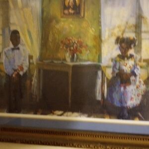 Wall picture two children sitting in the living room